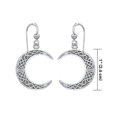Large Celtic Crescent Moon Silver Earrings TER1879 - Jewelry